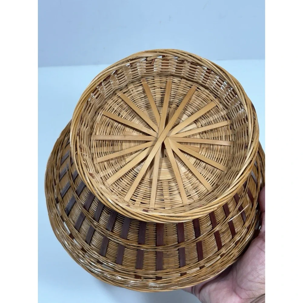 Vintage Wicker Chicken Basket Bamboo‎ Splints with Lid